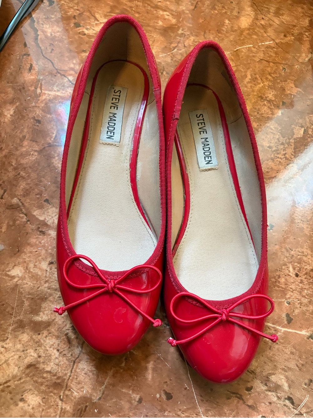 Steve Madden Red Patent Ballet Flats with Bow